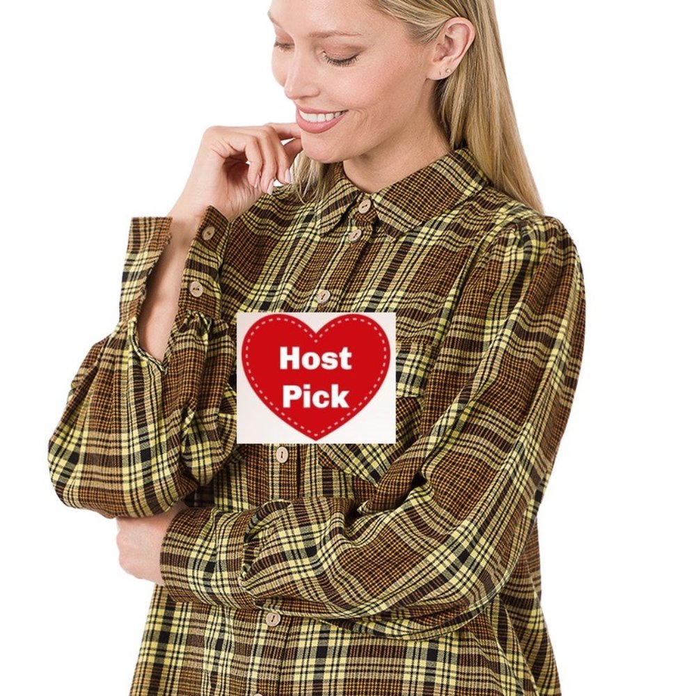 Plaid Buttoned Down Shirt for Women -  check dress shirt Tuck it or UnTuck it